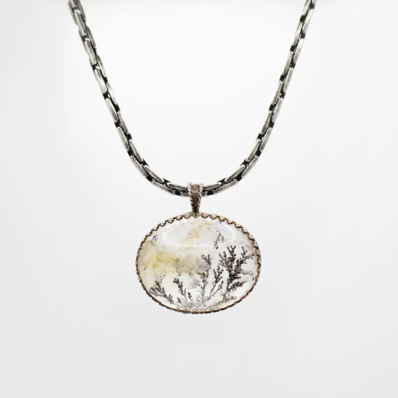 Santa Fe Vintage Dentritic Moss Agate Sterling Silver Pendant Necklace sold by Lulu Frost