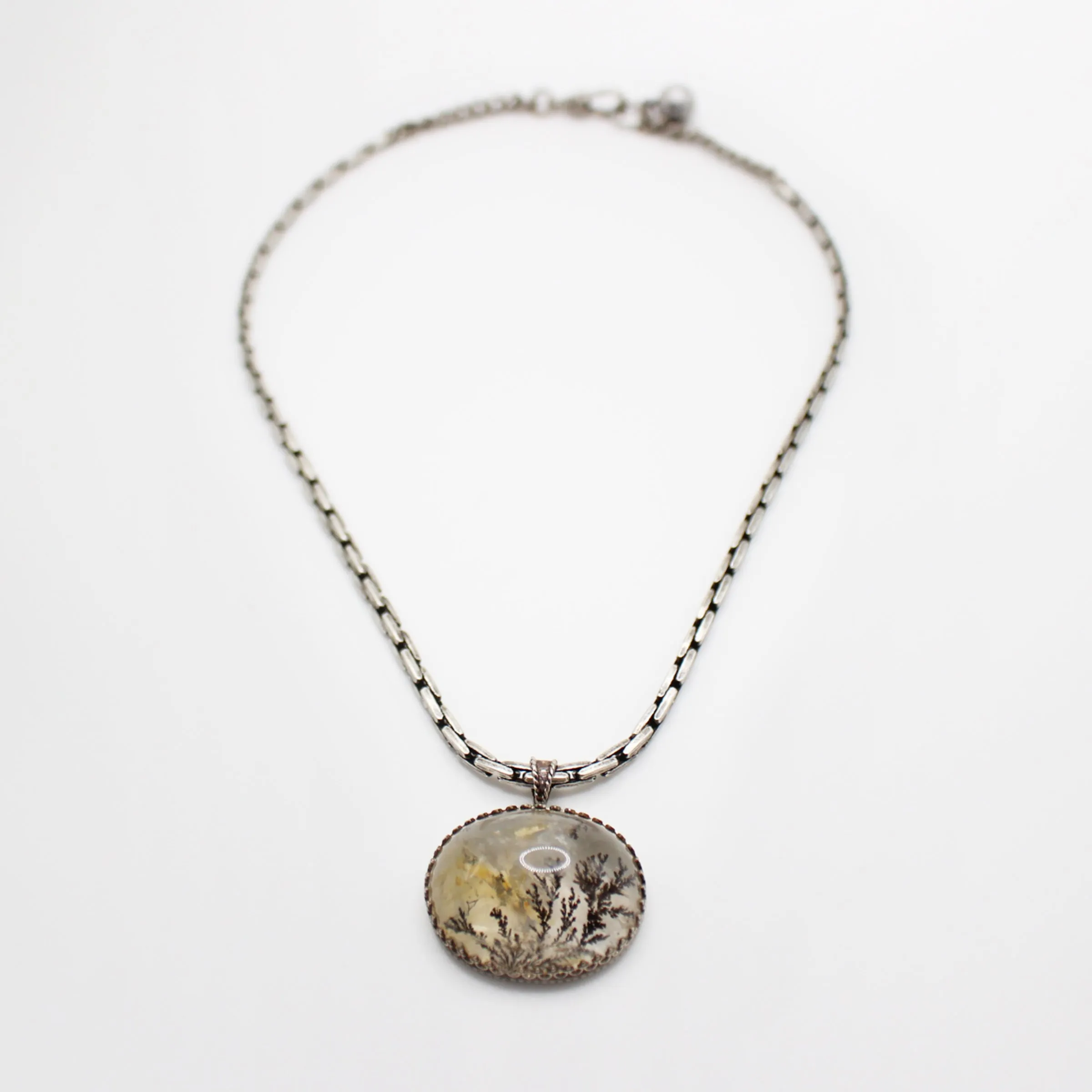 Santa Fe Vintage Dentritic Moss Agate Sterling Silver Pendant Necklace sold by Lulu Frost product image thumbnail 2