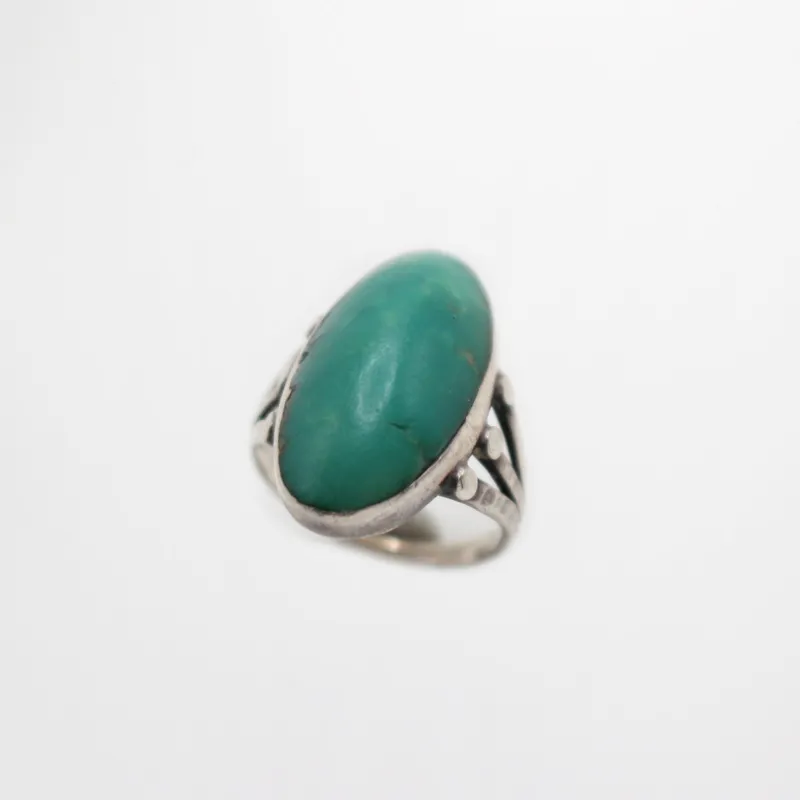 Santa Fe Vintage Domed Cabochon Turquoise Sterling Silver Pinky Ring sold by Lulu Frost
