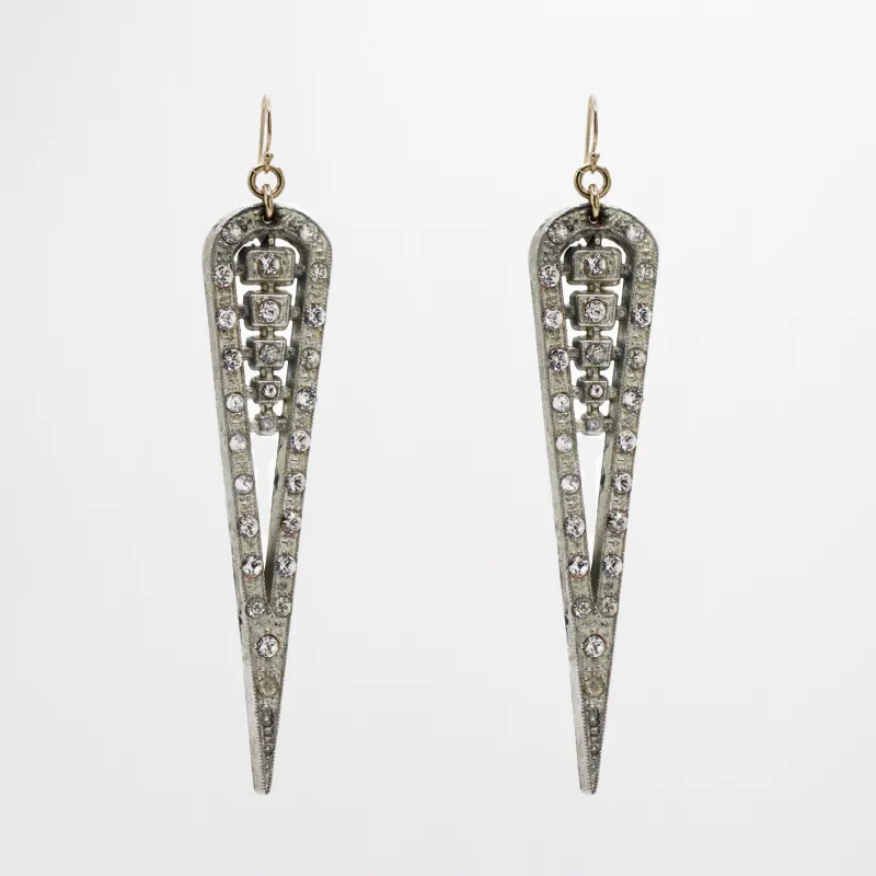 Santa Fe Vintage 1920's Paste Arrow Drop Crystalline Earrings sold by Lulu Frost