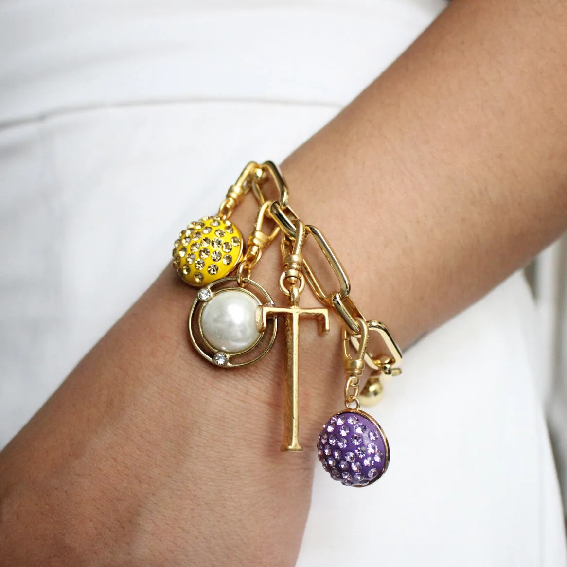 On Air Circular Faux Pearl Crystal Dome Charm sold by Lulu Frost product image thumbnail 2