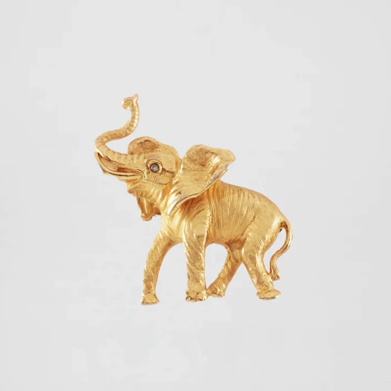 Elizabeth Vintage Gilt Napier Elephant Trunks Up Brooch sold by Lulu Frost