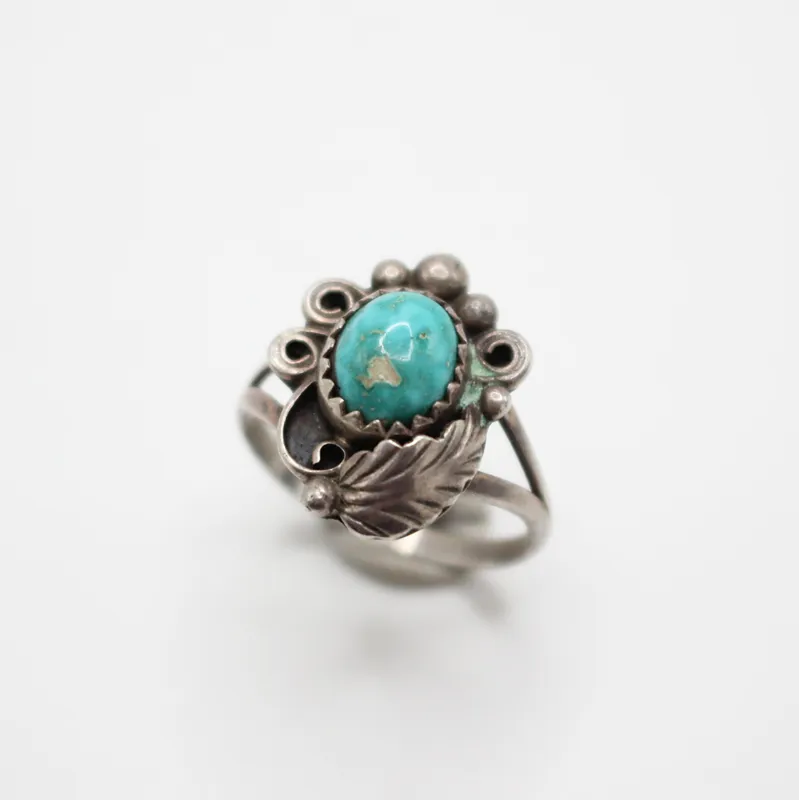 Santa Fe Vintage Turquoise Sterling Silver Native American Made Ring sold by Lulu Frost