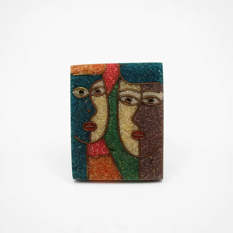 Santa Fe Mixed Glittering Resin Wire Filagree Faces Brooch sold by Lulu Frost