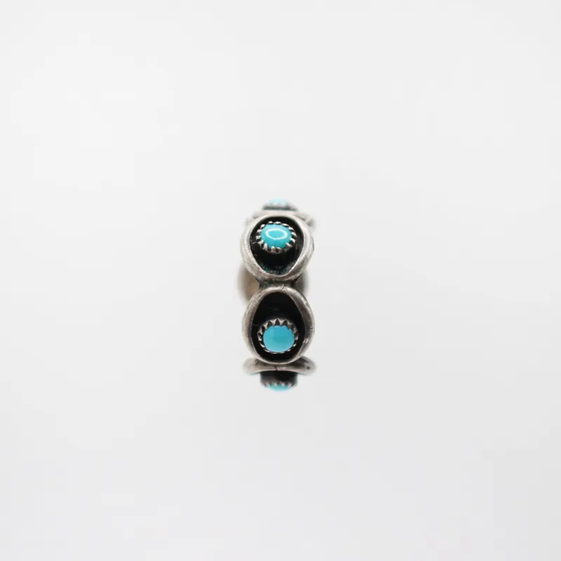 Santa Fe Vintage Navajo Sterling Silver Turquoise Cabochon Ear Cuff made by Lulu Frost