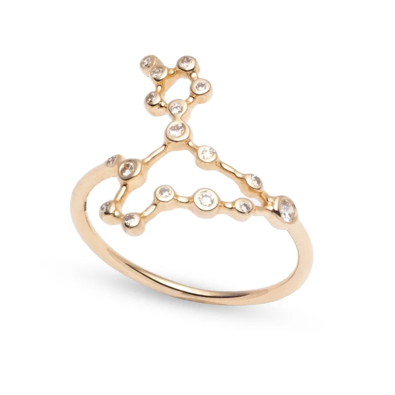 Zodiacs 14k & Diamond Pisces + Water Ring sold by Lulu Frost