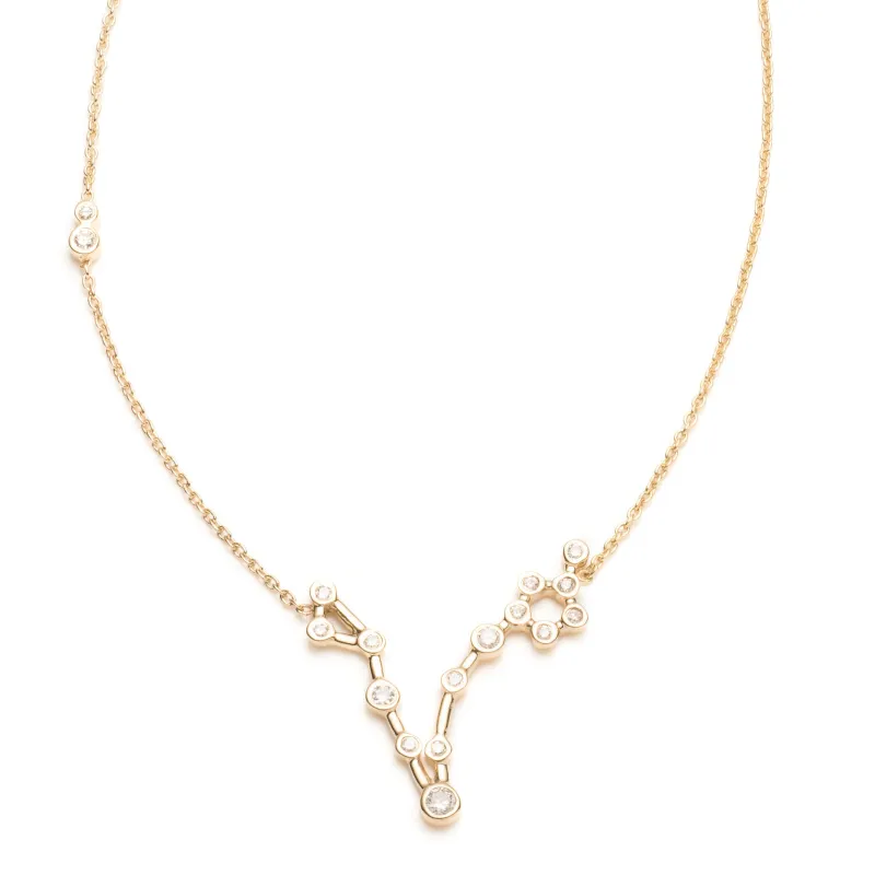 Zodiacs 14k & Diamond Pisces + Water Necklace sold by Lulu Frost