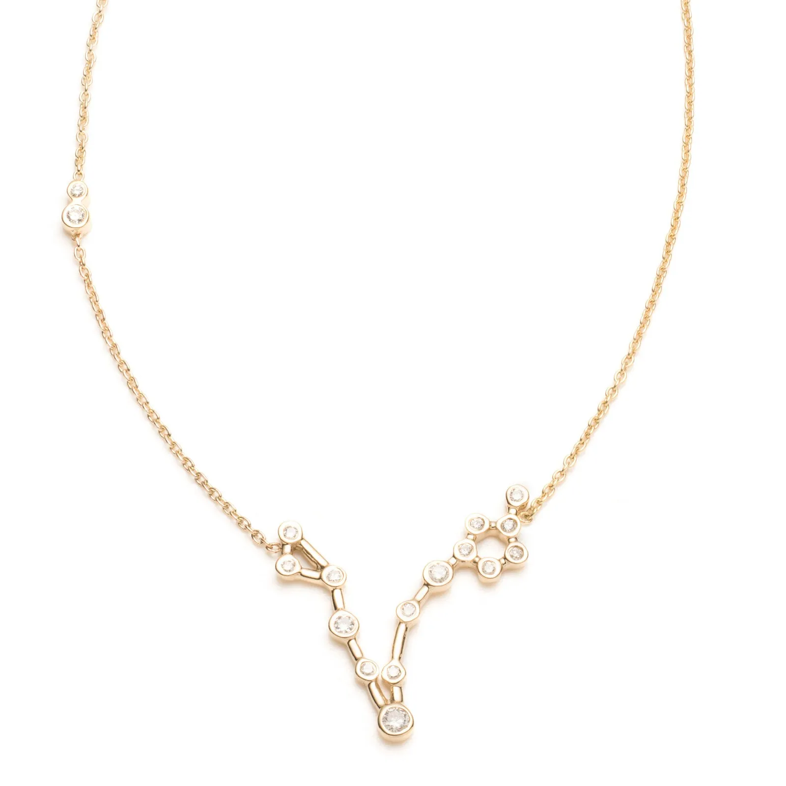 Zodiacs 14k & Diamond Pisces + Water Necklace sold by Lulu Frost