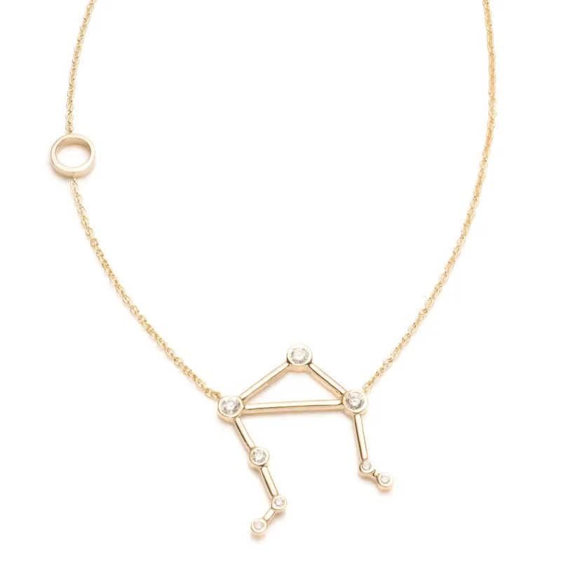 Zodiacs 14K & Diamond Libra + Air Necklace made by Lulu Frost