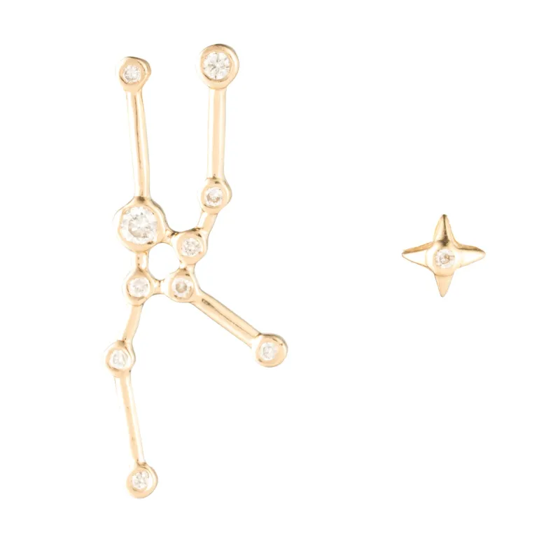 Zodiacs 14K & Diamond Taurus + Earth Stud Set sold by Lulu Frost