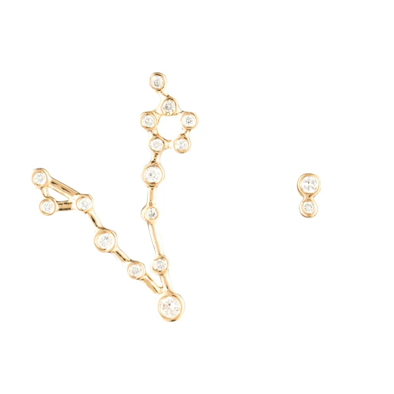 Zodiacs 14K & Diamond Pisces + Water Stud Set sold by Lulu Frost