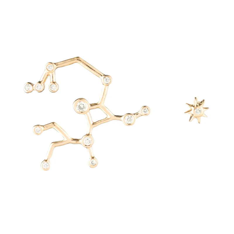 Zodiacs 14k & Diamond Sagittarius + Fire Stud Set sold by Lulu Frost