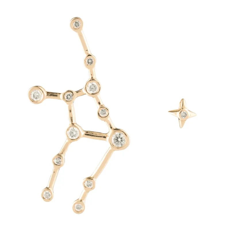 Zodiacs 14K & Diamond Virgo + Earth Stud Set sold by Lulu Frost