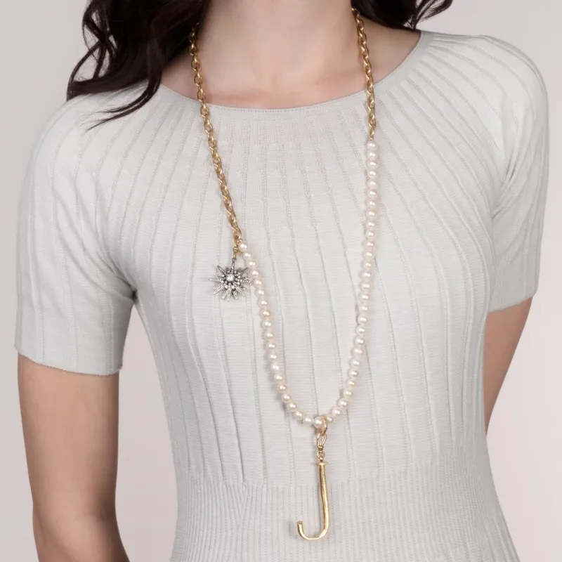 Plaza Long White Pearl Chain Necklace Base sold by Lulu Frost