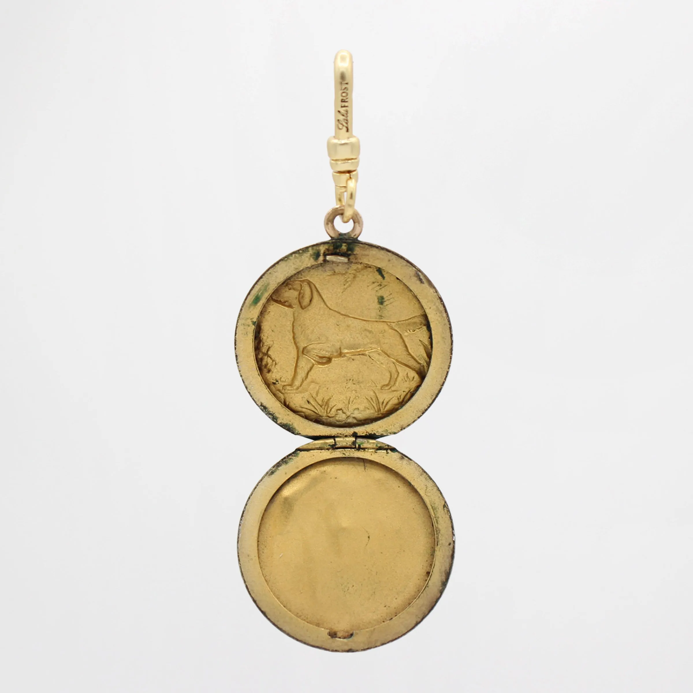 St. Paddy's Antique 10 Karat Gold Retriever Locket Engraved HBR sold by Lulu Frost product image thumbnail 4