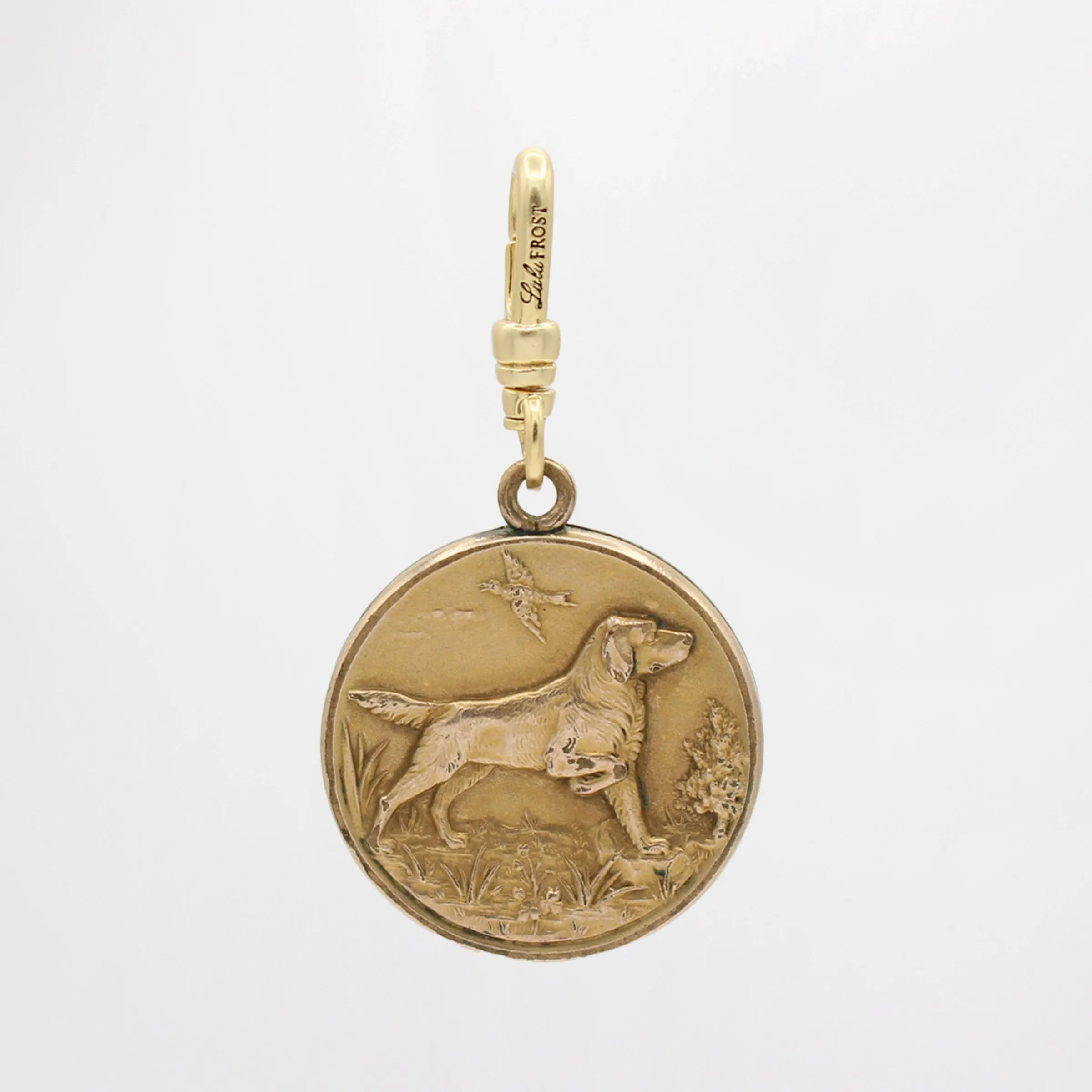 St. Paddy's Antique 10 Karat Gold Retriever Locket Engraved HBR sold by Lulu Frost