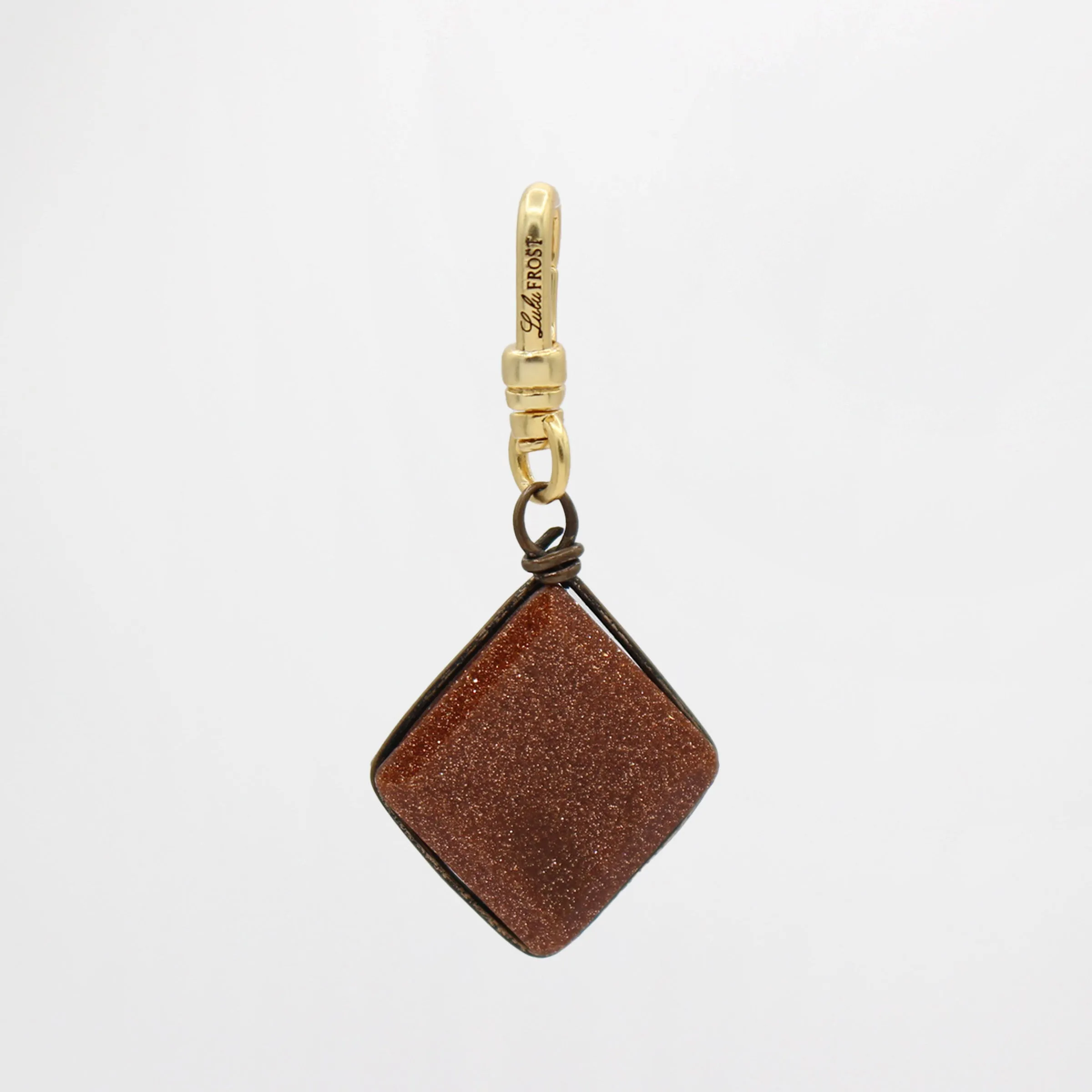 Vintage Diamond Shaped Goldstone Charm sold by Lulu Frost product image thumbnail 3