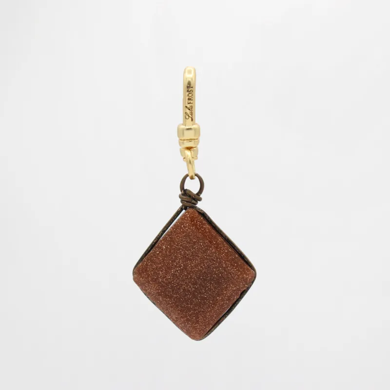 Vintage Diamond Shaped Goldstone Charm sold by Lulu Frost
