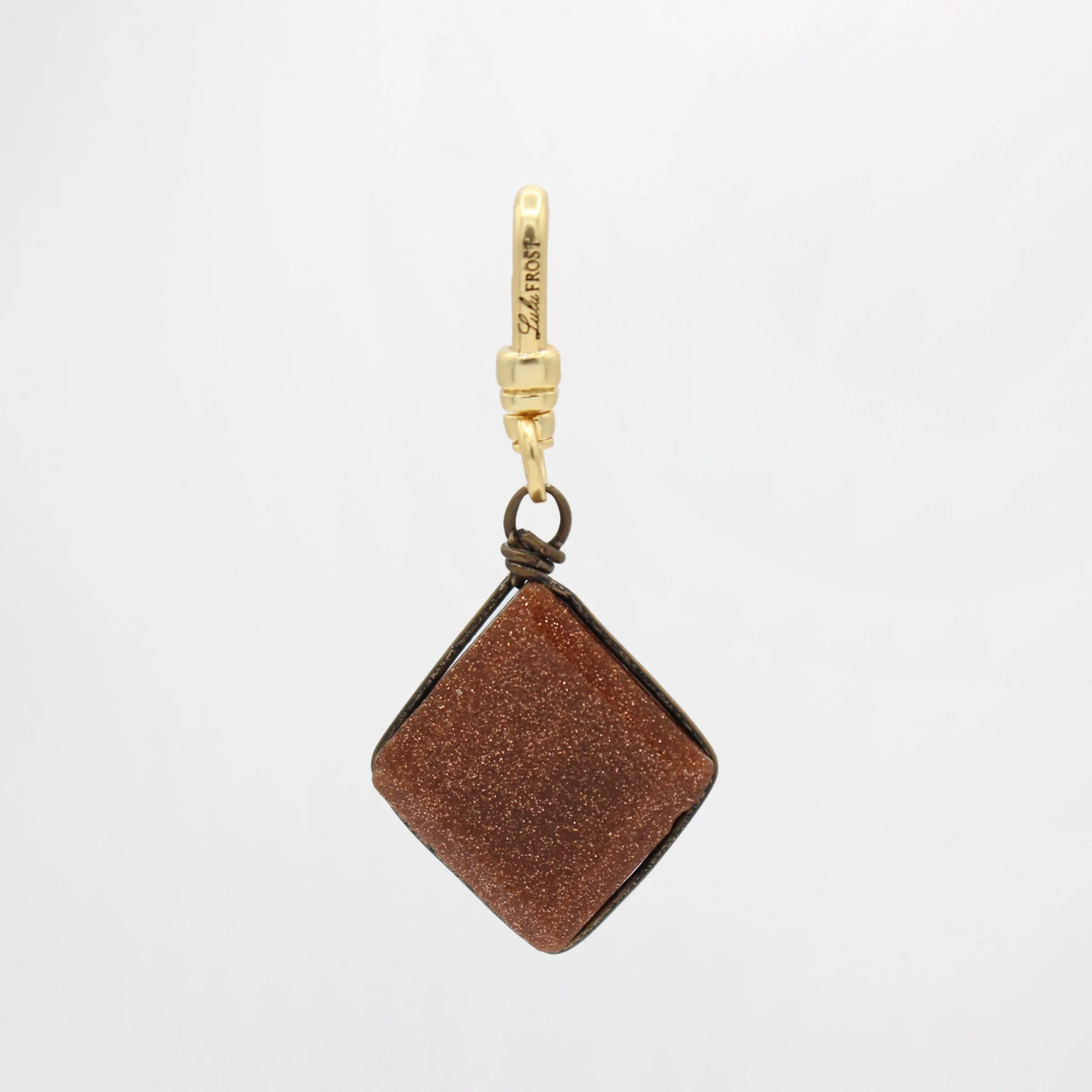 Vintage Diamond Shaped Goldstone Charm sold by Lulu Frost