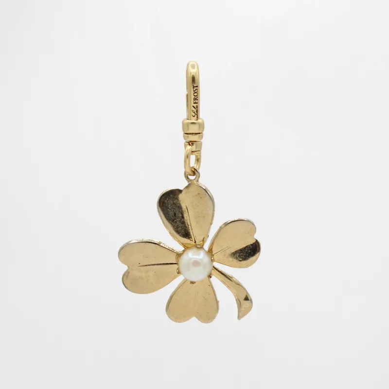 Vintage Glass Pearl and Gold Plated Four Leaf Clover sold by Lulu Frost