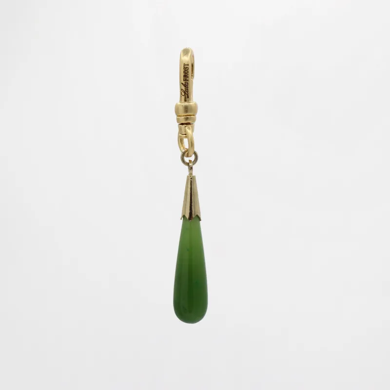 Vintage Handcarved Jade Teardrop with Goldfilled Cap Letta Charm sold by Lulu Frost