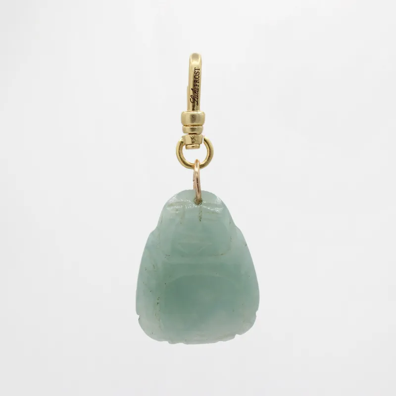 Hand Carved Vintage 1930's Soft Minty Green Chubby Jade Buddha Charm sold by Lulu Frost