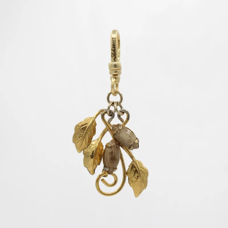 Vintage 1950's Gilt Leaves and Tan Jasper Swirling Nouveau Charm sold by Lulu Frost