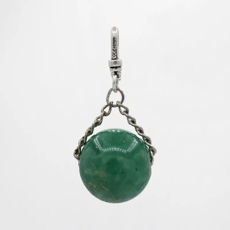 Handcarved Chunky Jade Orb Suspended on Chain Rock of Ages Charm sold by Lulu Frost