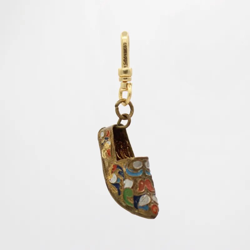 Antique Victorian Cloisonné Enamel Brass Slipper Upon Earth Charm sold by Lulu Frost