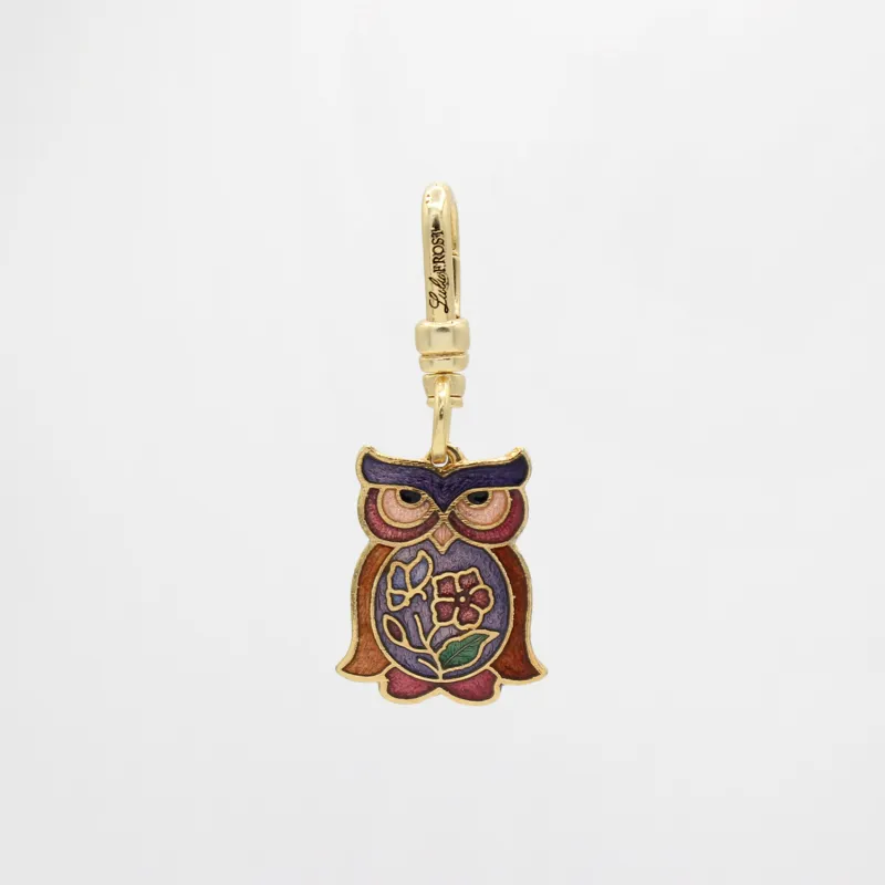 Earth Day Vintage Cloisonné Enamel Owl with Mini Butterfly Charm sold by Lulu Frost