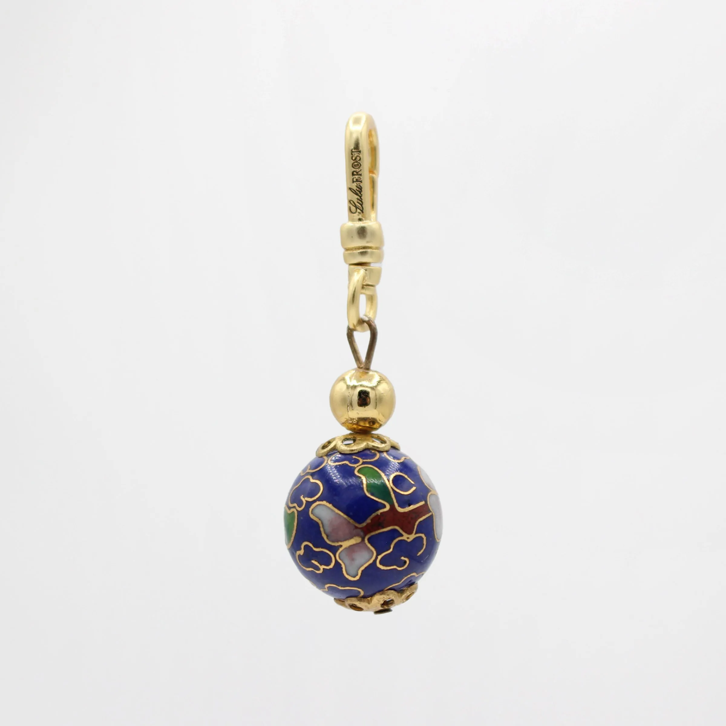 Vintage Cobalt And Pink Peony Cloisonné Orb Charm sold by Lulu Frost product image thumbnail 3
