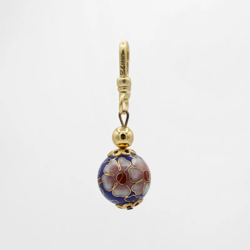 Vintage Cobalt And Pink Peony Cloisonné Orb Charm sold by Lulu Frost