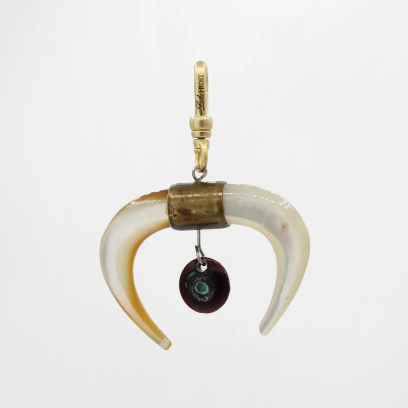 Double Carved Mother of Pearl Tusk and Evil Eye Charm sold by Lulu Frost