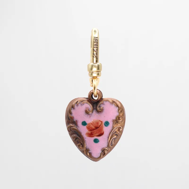 Pretty in Pink Antique Enamel Heart Charm sold by Lulu Frost
