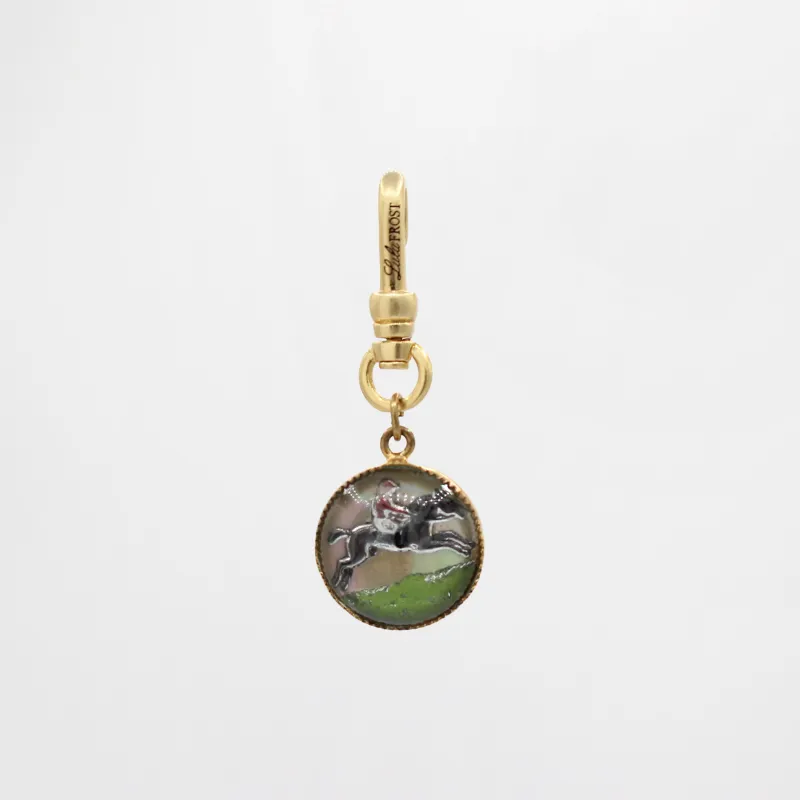 Tally Ho Vintage Reverse Painted Glass Charm sold by Lulu Frost