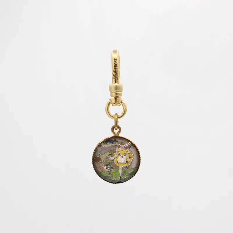 Little Girl in Spring Vintage Reverse Painted Glass Charm sold by Lulu Frost