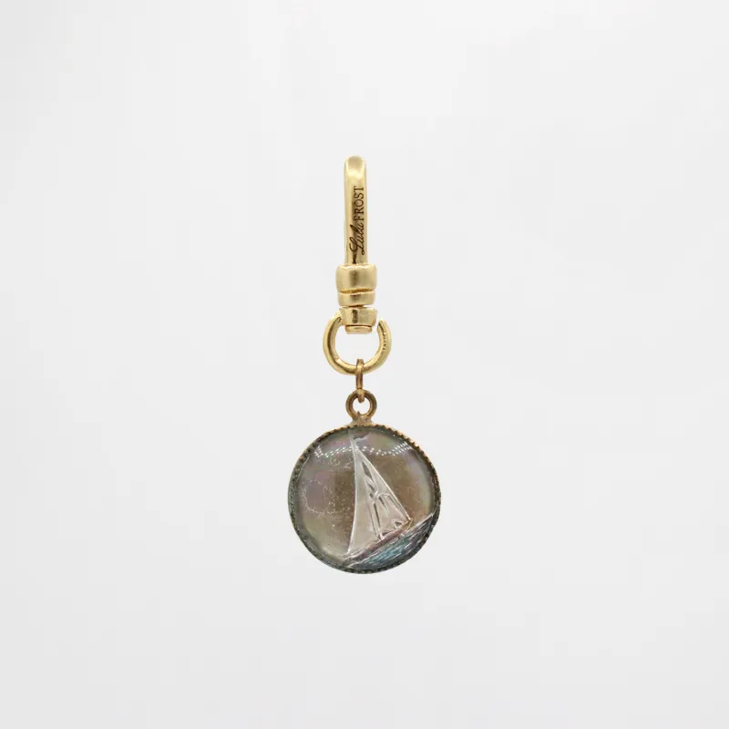 Sail Away Vintage Reverse Painted Glass Charm sold by Lulu Frost