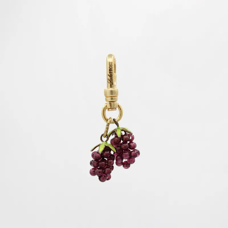 Vintage Double Glass Grape Cluster With Enameled Leaves Charm sold by Lulu Frost