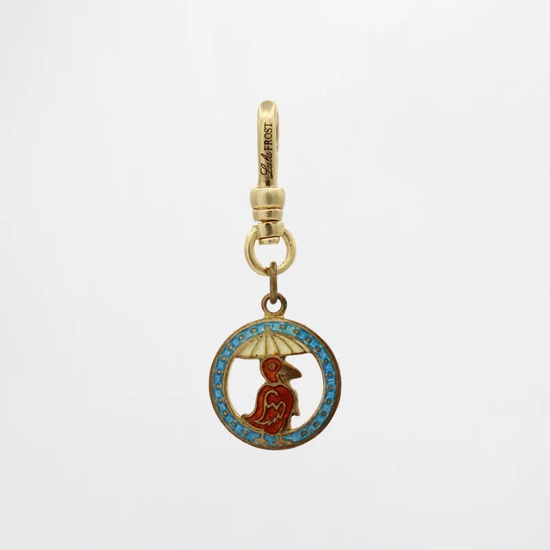 10Kt Gold Enamel Red Birdie Under a Yellow Parasol Charm sold by Lulu Frost