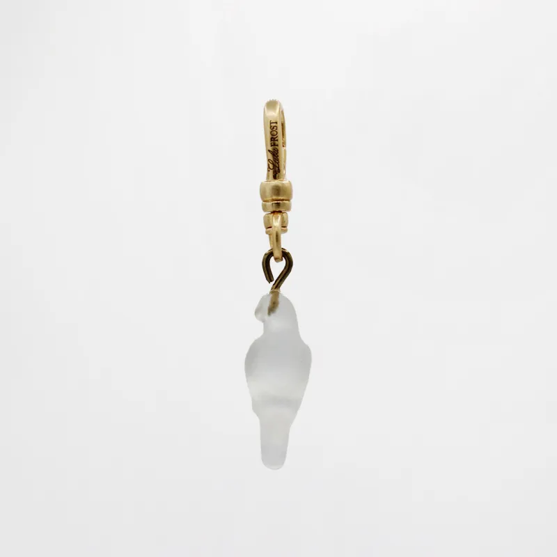 Vintage Frosted Glass Perching Parakeet Charm sold by Lulu Frost