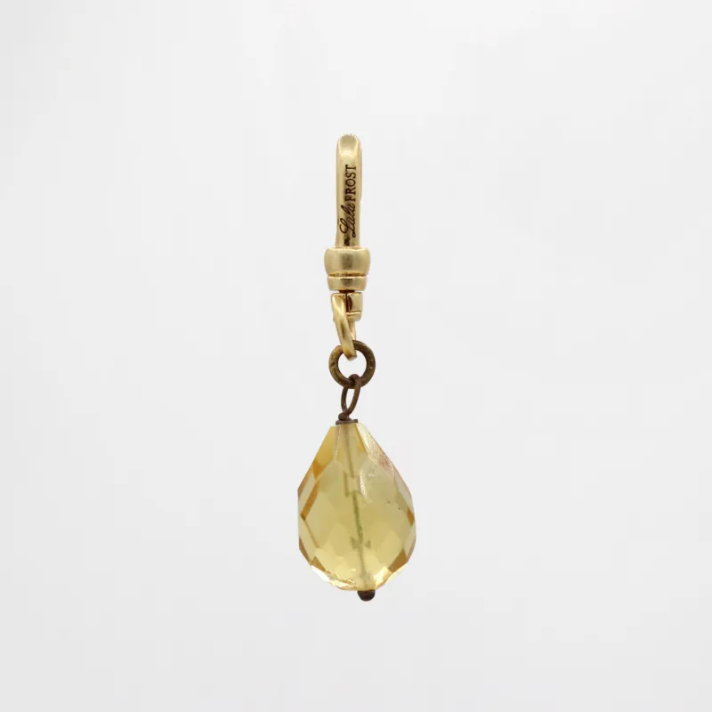 Droplet of Lemony Sunshine Glass Handcut Teardrop Antique Charmer made by Lulu Frost