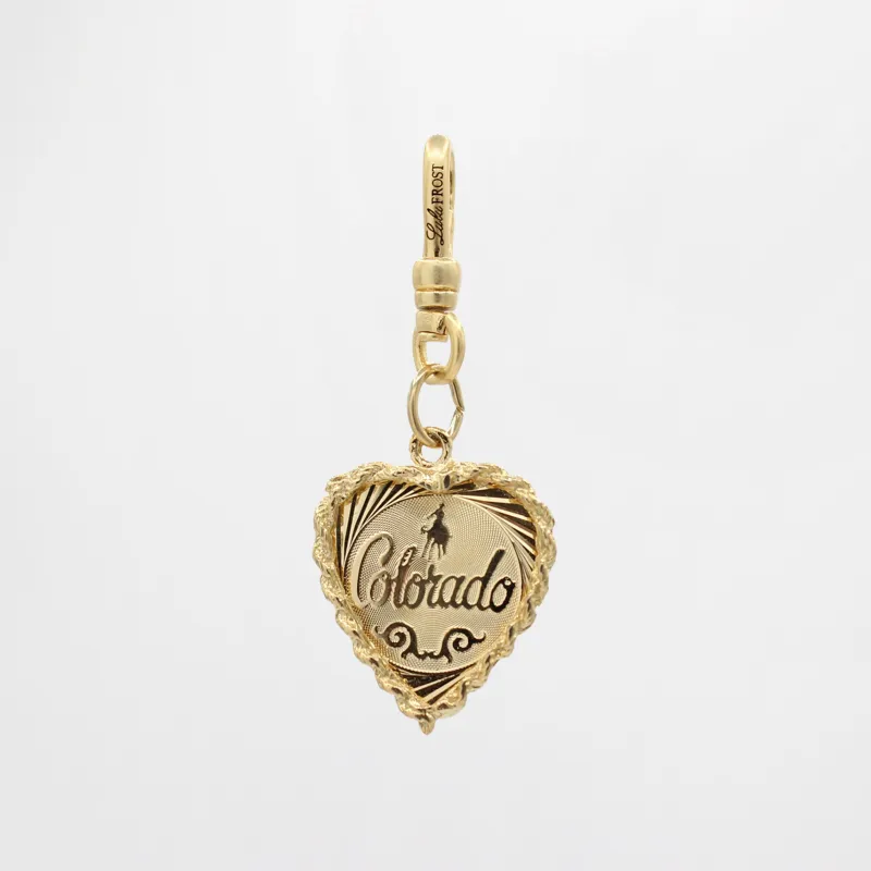 Hi-ho Silver 14k Vermeille Colorado Engraved Heart 70's Charm sold by Lulu Frost