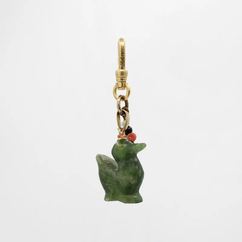 Duck Duck Vintage Carved Jade Charm With Coral Pearl and Onyx Accents sold by Lulu Frost