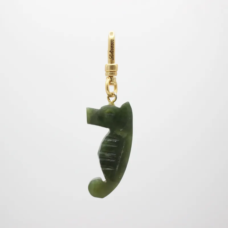 Elizabeth Handcarved Spinach Jade Seahorse Charm sold by Lulu Frost