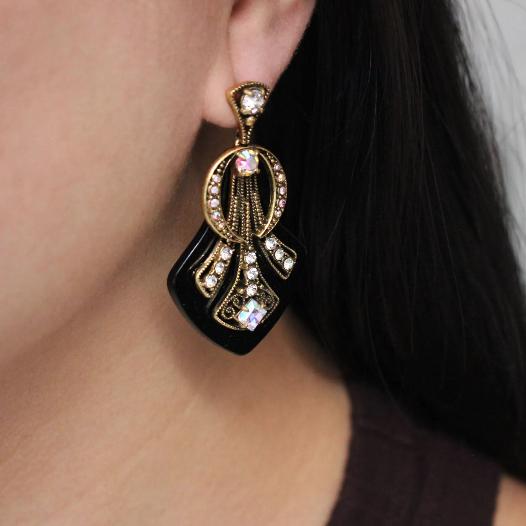 You're The Top Aurora Borealis Crystal and Resin Archival Lulu For J. Crew Deco Earrings sold by Lulu Frost product image thumbnail 3