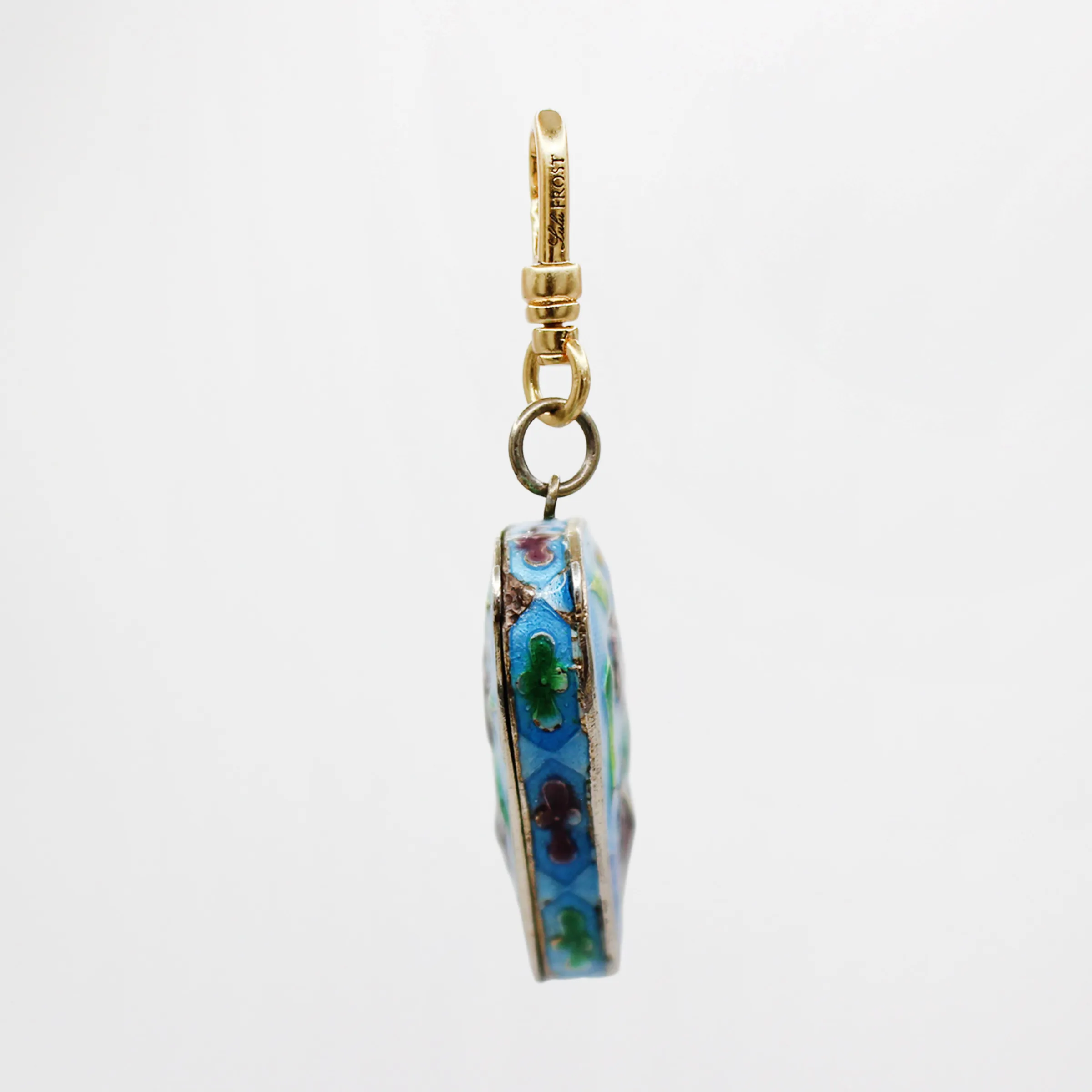 Vibrant Antique Chinese Cloisonné Sterling Silver Enamel Pique Box Charm sold by Lulu Frost product image thumbnail 3
