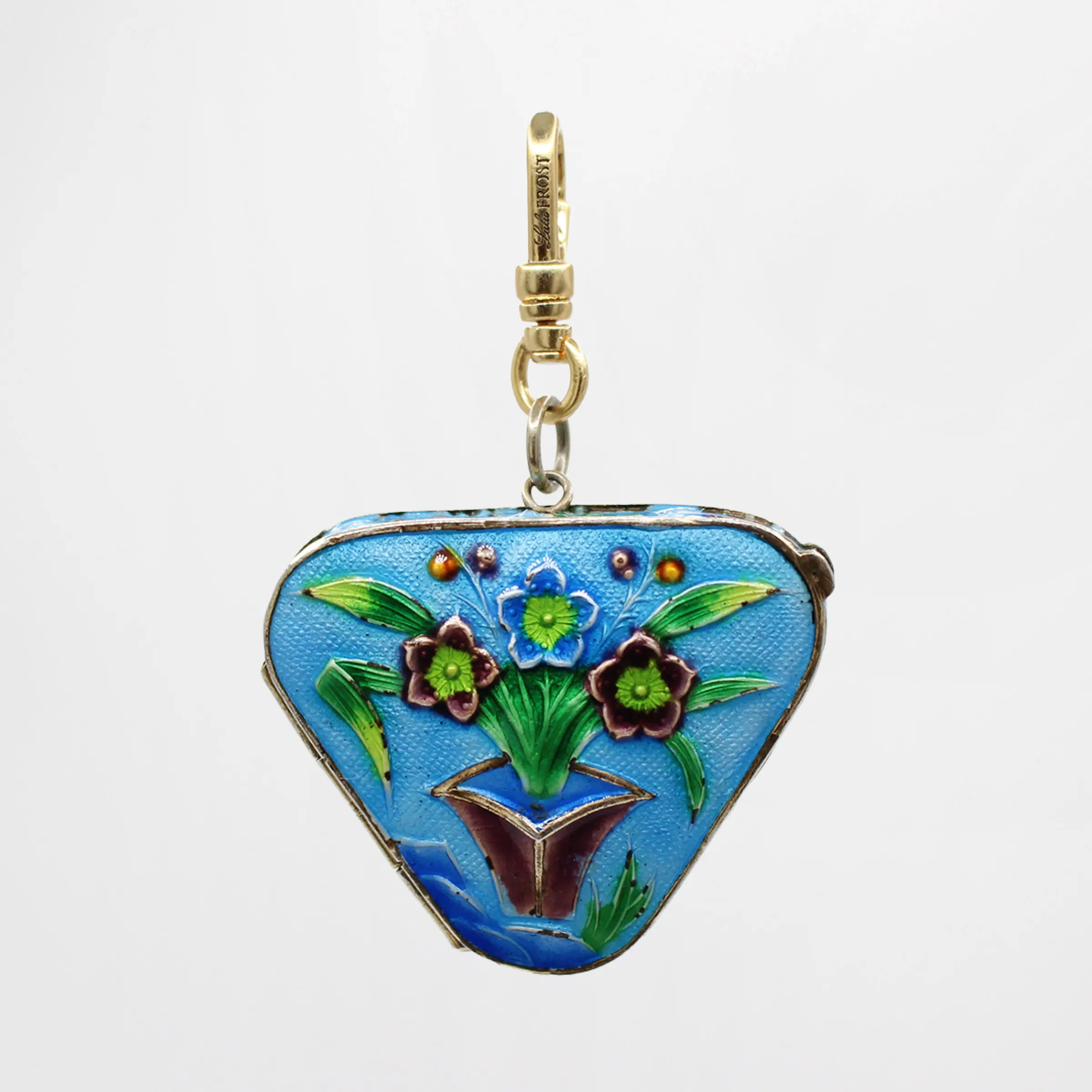Vibrant Antique Chinese Cloisonné Sterling Silver Enamel Pique Box Charm sold by Lulu Frost product image thumbnail 2
