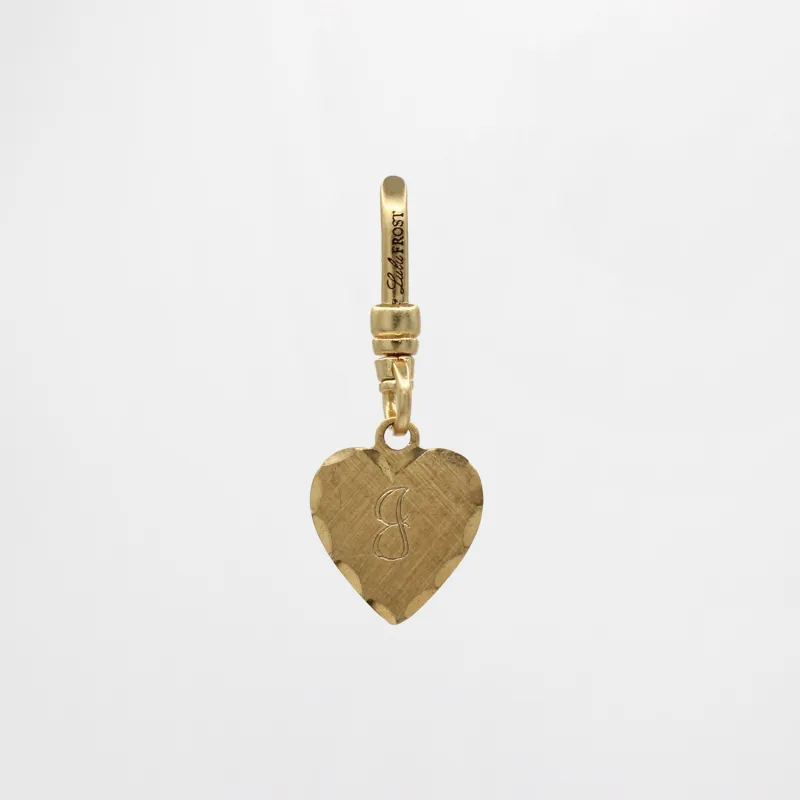 Vintage Heart Script "J" Engraved Heart 1950's 14kt Goldfilled Charm sold by Lulu Frost