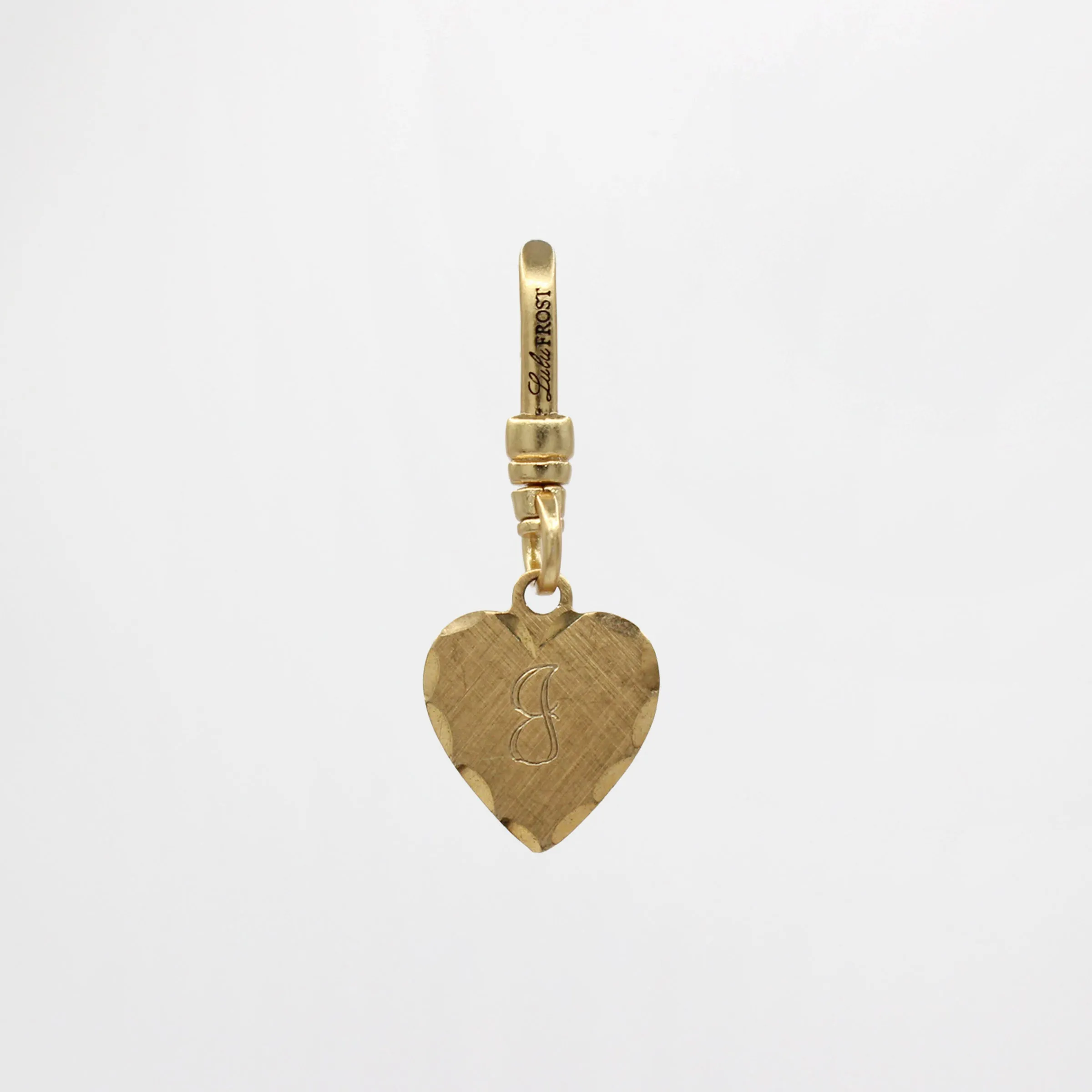 Vintage Heart Script "J" Engraved Heart 1950's 14kt Goldfilled Charm sold by Lulu Frost