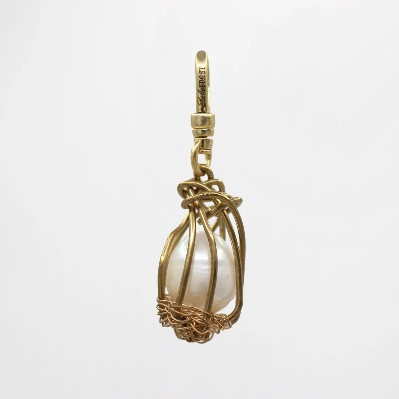 Handmade Nested and Caged Baroque Pearl in Brass & Goldfill Perla Charm sold by Lulu Frost